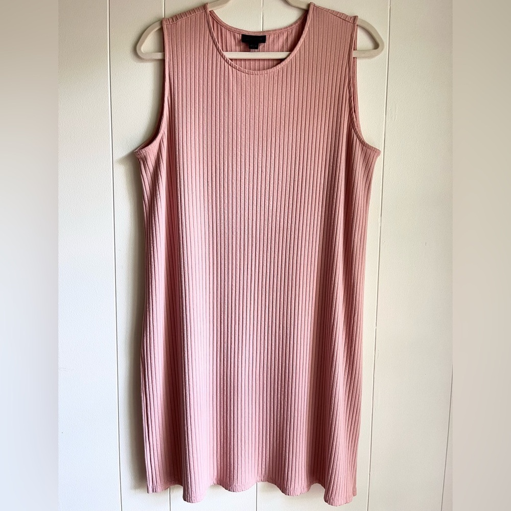 J. Jill Wherever Collection Pink Ribbed Sleeveless Sheath Midi Beach Dress Sz L